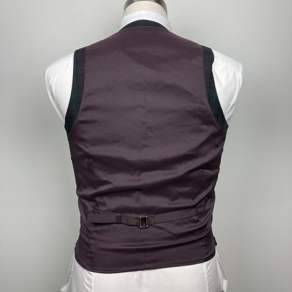 Bar III Men's Slim-Fit Plaid Suit Vest Size S Green Red F01089 - Picture 6 of 9